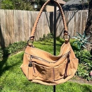 ▶️ B Makowsky ◀️ Tan Pebbled Leather shoulder bag
